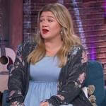 Kelly’s floral distressed cardigan on The Kelly Clarkson Show