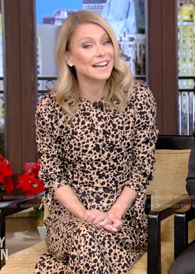 Kelly’s beige spotted dress on Live with Kelly and Ryan