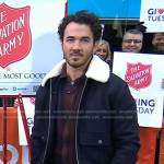 Kevin Jonas’s navy shearling collar jacket on Today