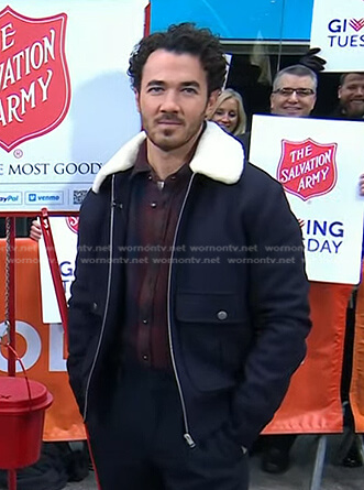 Kevin Jonas’s navy shearling collar jacket on Today