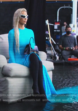 Kim's blue maxi dress on The Kardashians