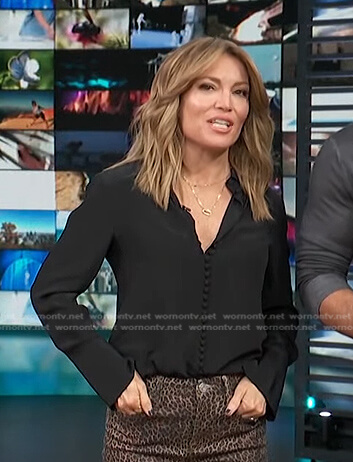 Kit’s black button down blouse on Access Hollywood