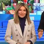 Kit’s white check double breasted blazer on Access Hollywood