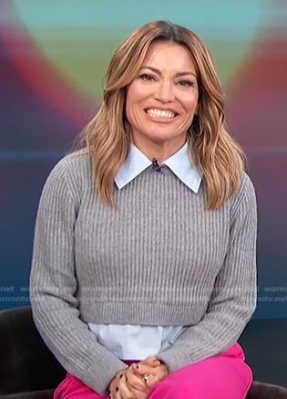 Kit’s grey ribbed mixed media sweater on Access Daily