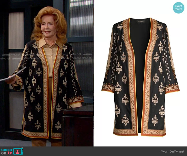 Kobi Halperin Rowen Embroidered Linen-Blend Coat worn by Maggie Horton (Suzanne Rogers) on Days of our Lives