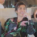 Kourtney’s black rose print pajamas on The Kardashians