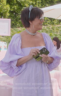Kris's lilac's smocked square neck dress on The Kardashians