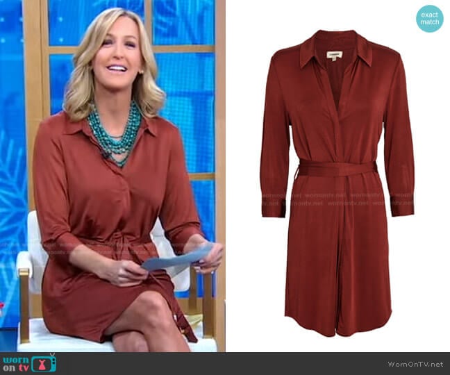 L'Agence Addison Tie-Waist Shirt Dress worn by Lara Spencer on Good Morning America