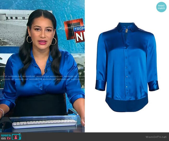 L'Agence Dani Blouse in Palace Blue worn by Morgan Radford on NBC News Daily