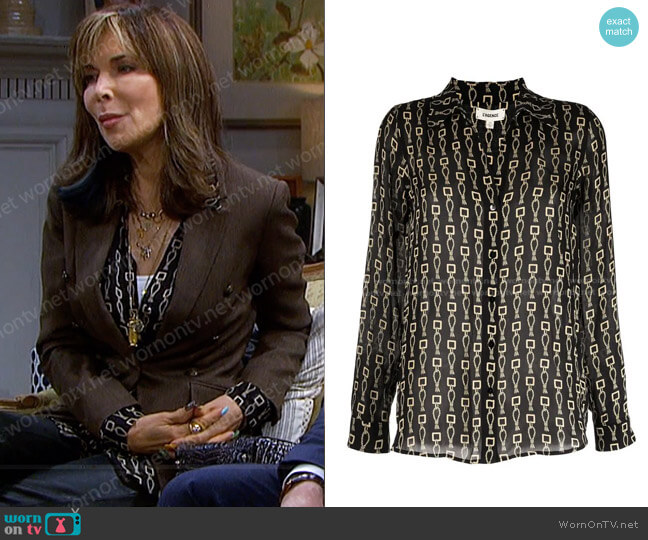 L'Agence Rope-Print Sik Shirt worn by Kate Roberts (Lauren Koslow) on Days of our Lives