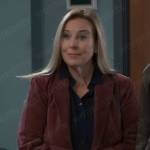 Laura’s burgundy suede blazer on General Hospital