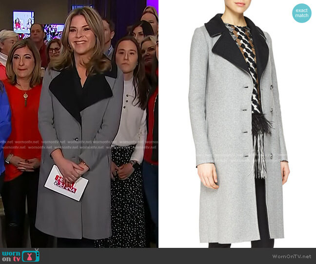 Lela Rose Cashmere Double-Faced Topper Coat worn by Jenna Bush Hager on Today
