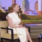 Lindsay’s white wrap dress on Live with Kelly and Ryan