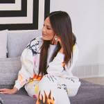 Lisa’s white graffiti print sweatshirt and sweatpants on The Real Housewives of Salt Lake City