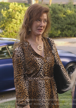 Lorna's leopard print maxi dress on Dead to Me