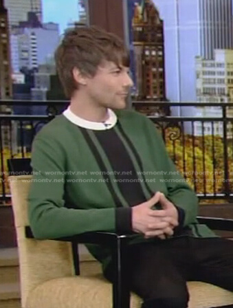 Louis’s green striped sweater on Live with Kelly and Ryan