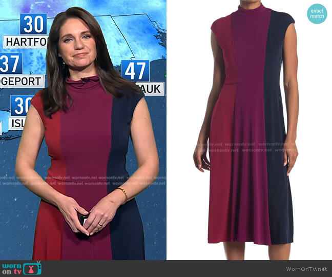 Maggy London Tri-color Midi Dress In Open Blue worn by Maria Larosa on Today