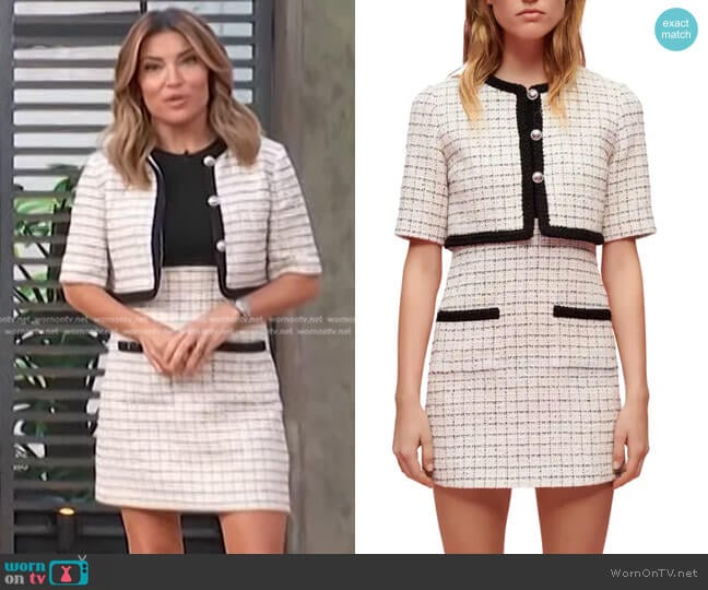 Maje Ritalo Two-Piece Look Tweed Dress worn by Kit Hoover on Access Hollywood