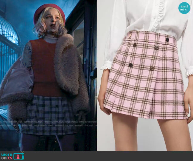 Maje Checked Pleated Skirt worn by Enid Sinclair (Emma Myers) on Wednesday