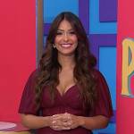 Manuela’s burgundy midi maternity dress on The Price is Right