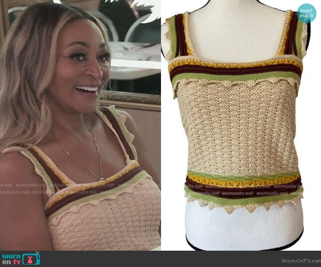 Marc Jacobs Crochet Knit Top worn by Karen Huger on The Real Housewives of Potomac