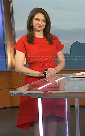 WornOnTV: Maria’s red belted flare dress on Today | Maria Larosa ...