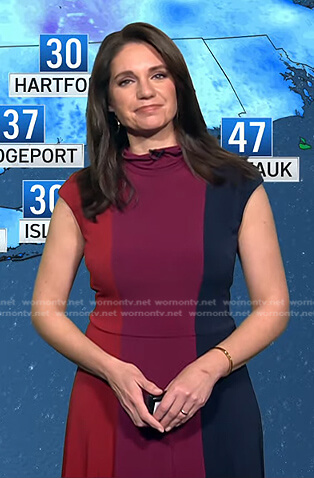 Maria's red, purple and navy colorblock dress on Today
