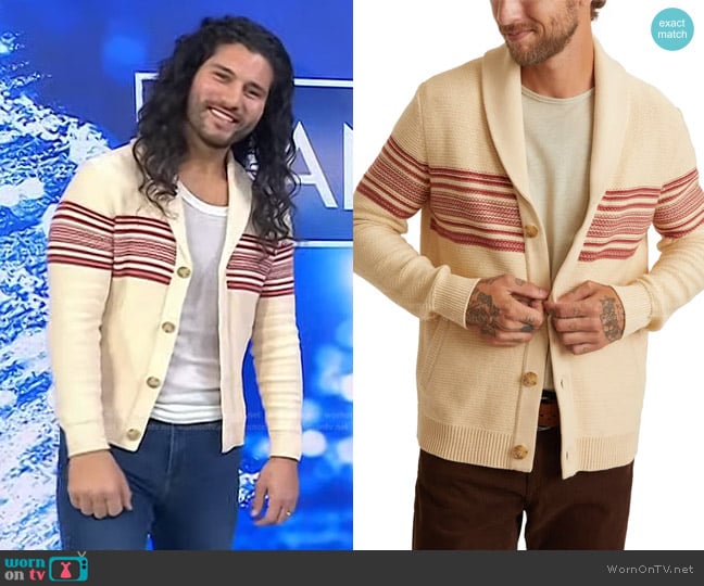 Marine Layer Nate Stripe Cotton Cardigan worn by Dan Smyers on Today