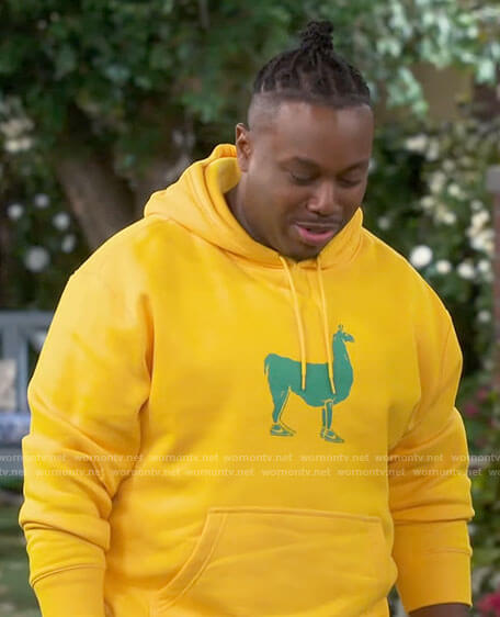 Marty’s yellow llama hoodie on The Neighborhood