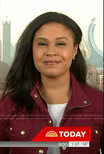 Meagan’s red field jacket on Today