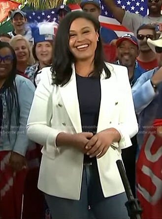 Meagan Fitzgerald’s white double breasted blazer on Today