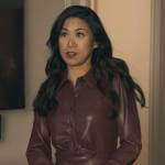 Mel’s burgundy leather shirtdress on The Equalizer