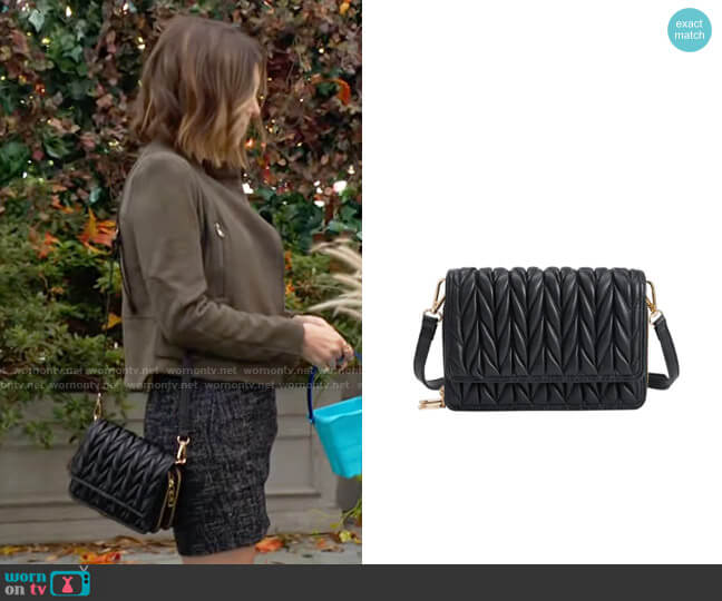 Melie Bianco Giselle Quilted Crossbody worn by Chloe Mitchell (Elizabeth Hendrickson) on The Young and the Restless