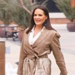 Meredith’s beige wrap coat on The Real Housewives of Salt Lake City