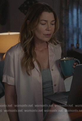 Meredith’s pink satin pajama top on Greys Anatomy