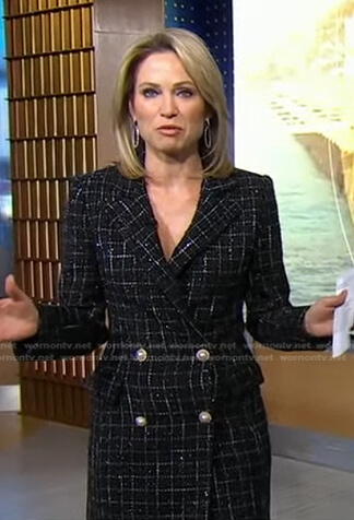 Amy's black plaid blazer dress on Good Morning America