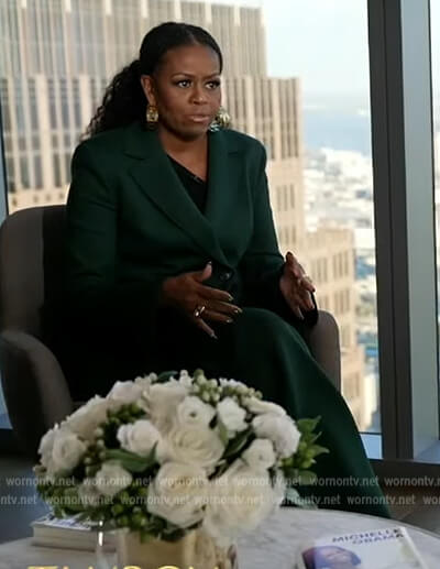 Michelle Obama’s teal blazer and pants on Tamron Hall Show