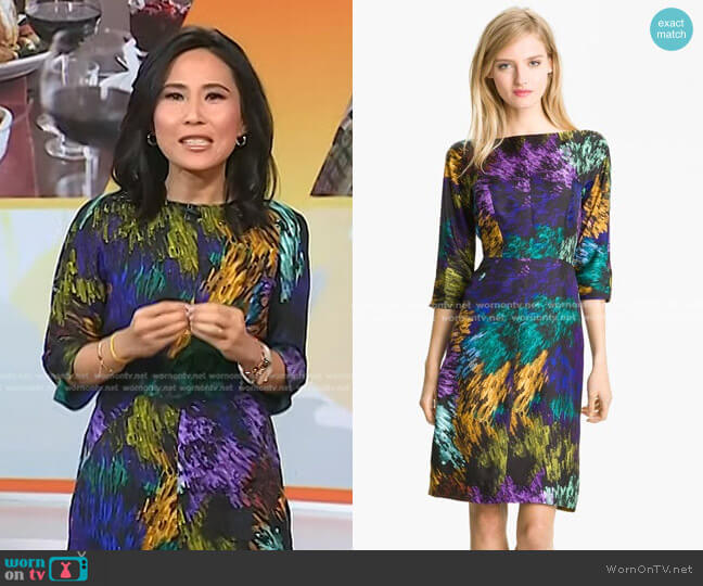 Milly Delaney Print Silk Sheath Dress worn by Vicky Nguyen on Today