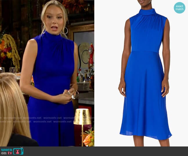 Milly Finnlee Mock Neck Stretch Silk Dress worn by Abby Newman (Melissa Ordway) on The Young and the Restless