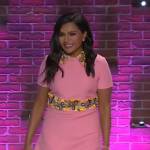 Mindy Kaling’s pink embellished mini dress on The Kelly Clarkson Show
