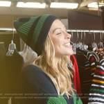 Molly Howard’s green striped cardigan and beanie on Today