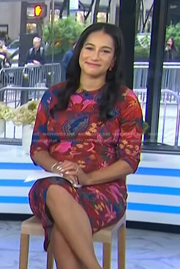 Morgan's red floral fitted dress on Today