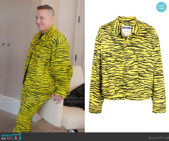 Moschino Zebra Stripe Denim Jacket worn by Jeremy Scott (Jeremy Scott) on The Kardashians