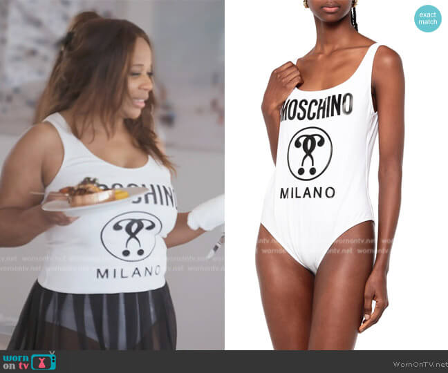 Moschino Once Piece Swimsuit worn by Charrisse Jackson on The Real Housewives of Potomac