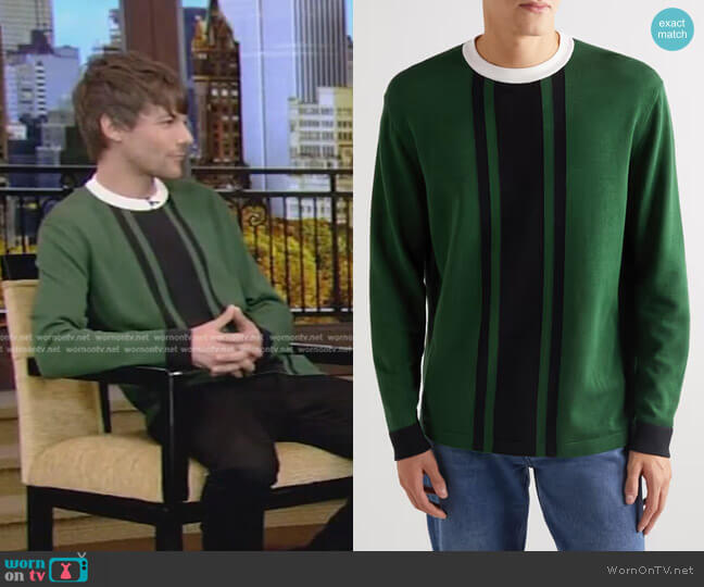 Mr P. Striped Cotton and Lyocell-Blend Sweater worn by Louis Tomlinson on Live with Kelly and Ryan