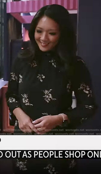 Nancy Chen’s black floral dress on CBS Mornings
