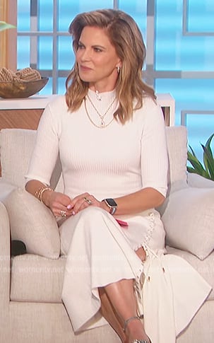 Natalie's white ribbed button side dress on The Talk