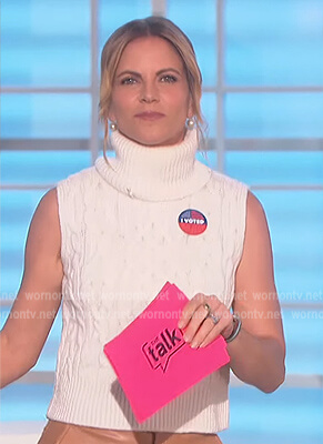 Natalie’s white sleeveless turtleneck sweater on The Talk