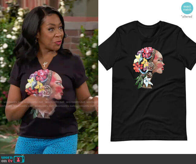 Natural As I Am Flower Lady T-shirt worn by Tina (Tichina Arnold) on The Neighborhood