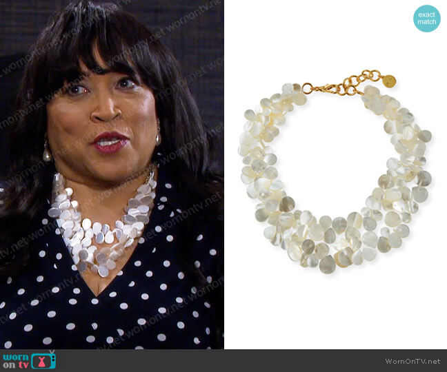 Nest Jewelry Mother-of-Pearl Cluster Necklace worn by Paulina Price (Jackée Harry) on Days of our Lives